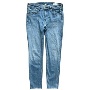 Rag & Bone Cate Mid Rise Ankle Skinny Jeans Womens 31 Raw Hem